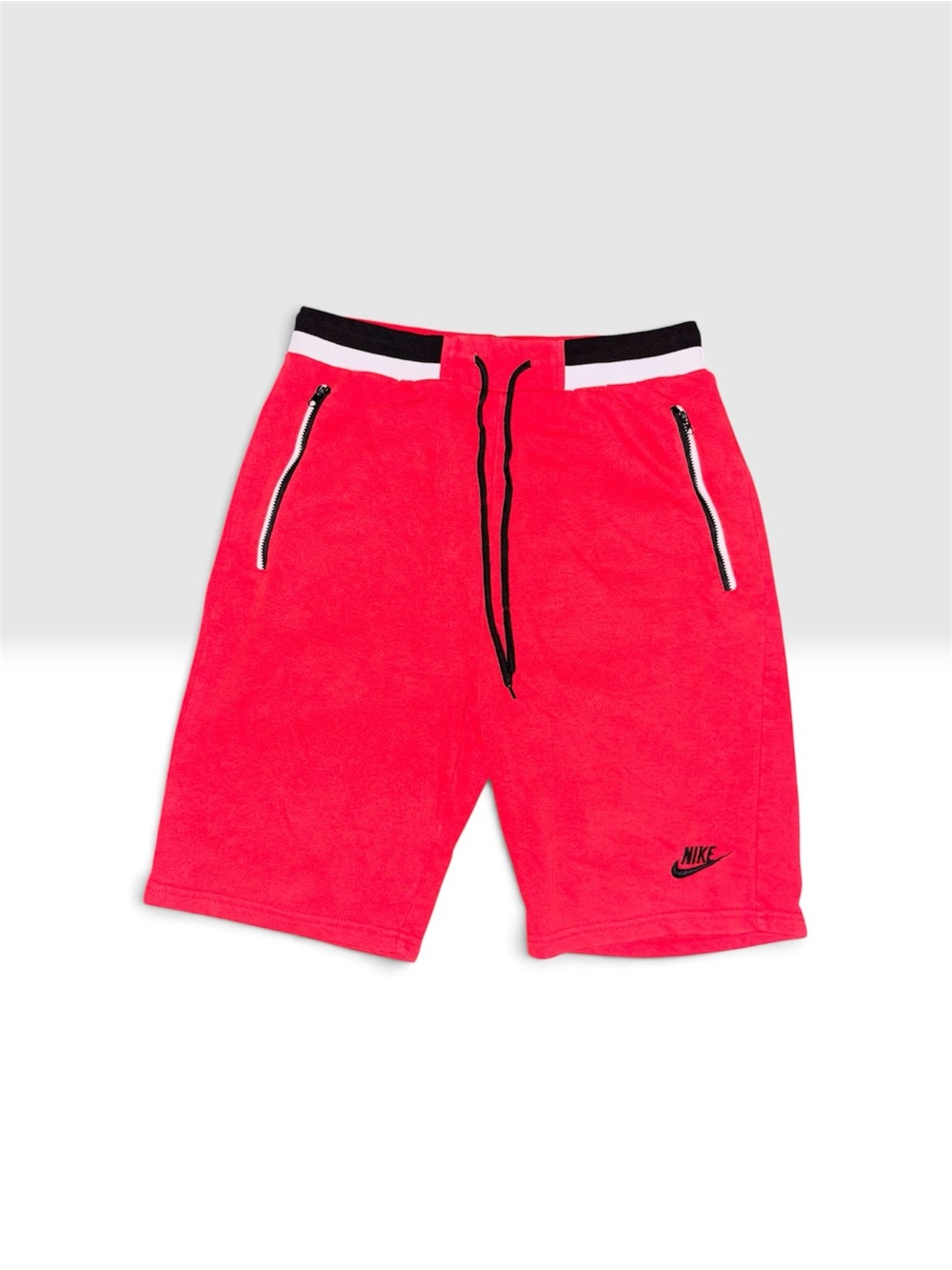 Nike Men's Bright Pink Terry Athletic Shorts with Black-Trim Waistband